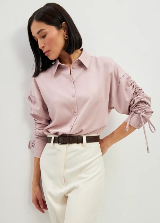 Блузка тонкая джинса OD-858-1 пудра OD-858-1 - Tantino фото 17