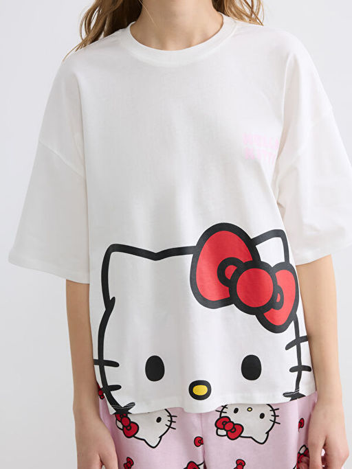 Hello Kitty Bask?l? Kad?n ?ortlu Pijama Tak?m?