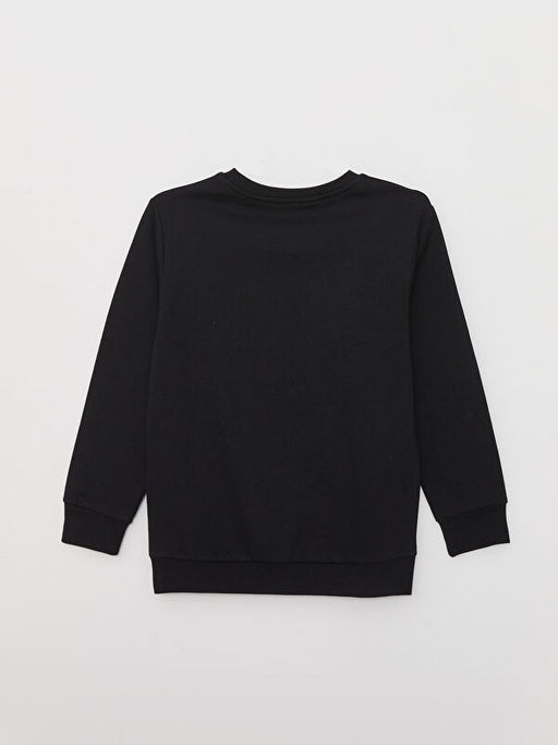 Bisiklet Yaka Kara Panter Bask?l? Uzun Kollu Erkek ?ocuk Sweatshirt - Waikiki фото 2