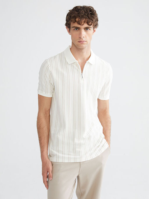 Polo Yaka ?izgili Penye Erkek Ti??rt