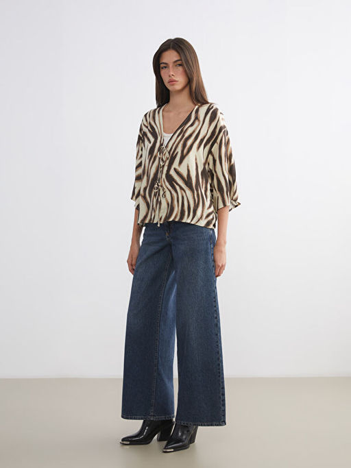 Leopar Desenli Oversize Kad?n Kimono