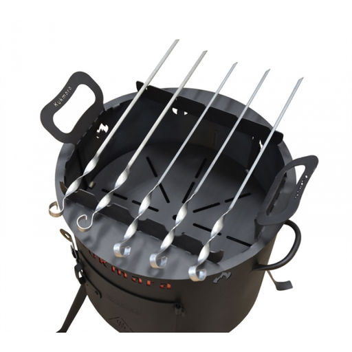 ЛА_Подставка для шампуров на учаг для казана 9 л (с шампурами 5 шт) арт. пшу03