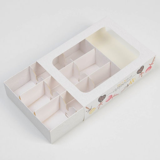 Цена за 5 шт. Коробка под 9 конфет, кондитерская упаковка «Bon Appetit», 15.2 х 20 х 5 см