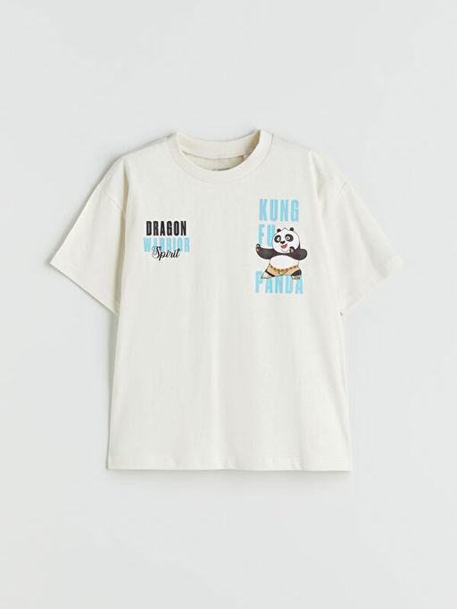 Bisiklet Yaka Kung Fu Panda Bask?l? Erkek ?ocuk Ti??rt