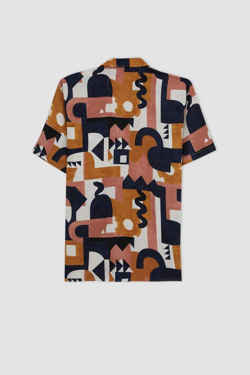 Рубашка обычного кроя с открытым воротником и короткими рукавами - Defacto фото 10