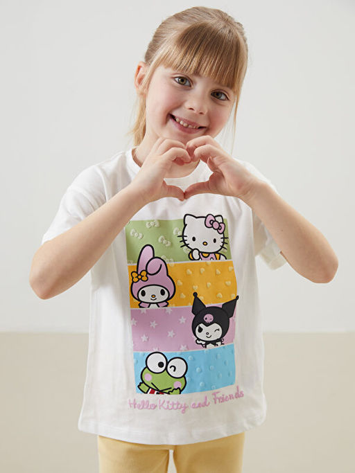 Hello K?tty Bask?l? K?z ?ocuk Bluz ve Tayt 2li