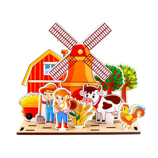 Настольная игра WoodLand Toys «Панорама. Ферма», 32 детали