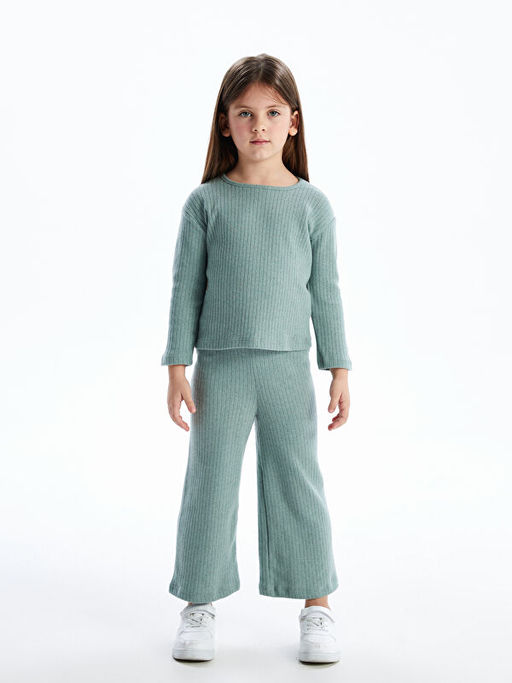 Bisiklet Yaka Basic K?z Bebek Ti??rt ve Pantolon 2li Tak?m - Waikiki фото 4