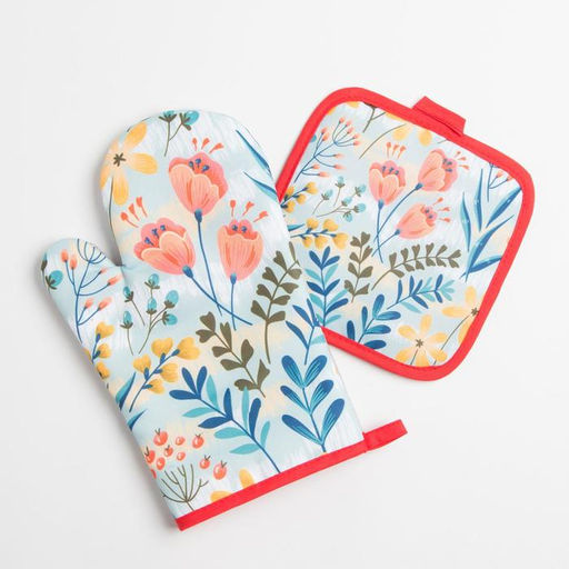 Кухонный набор Доляна Тюльпаны, прихватка 17*17 см, рукавица 26*16 см,100% п/э  фото 3