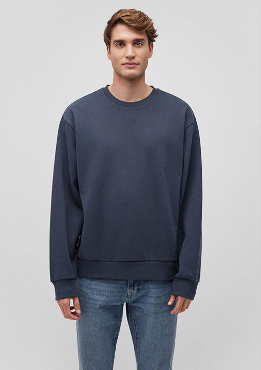 Bisiklet Yaka Lacivert Basic Sweatshirt - Mavi фото 3