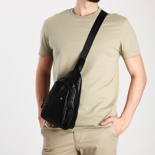 Сумка слинг мужская, искусственная кожа, цвет чёрный - Simaland фото 2