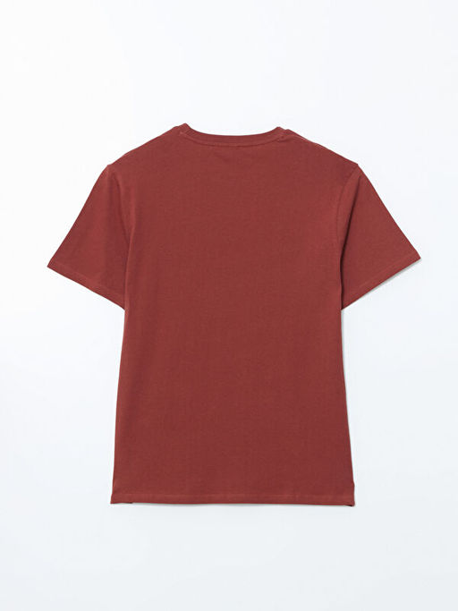 Bisiklet Yaka K?sa Kollu Bask?l? Penye Erkek Ti??rt