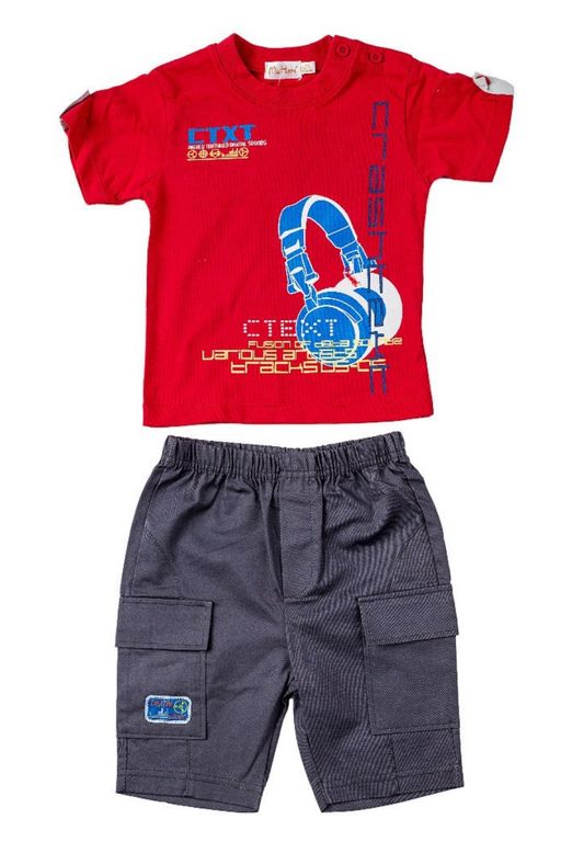 Хлопковый комплект для мальчика: футболка с шортами, M15-06 Mini Hippy