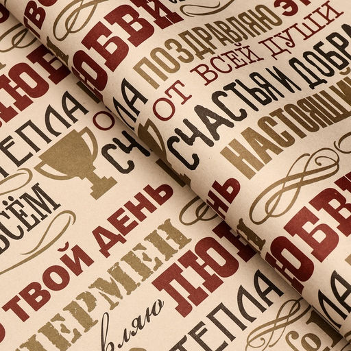 Бумага упаковочная, крафтовая Мужчине, 70 х 100 см, 1 лист - Simaland фото 2