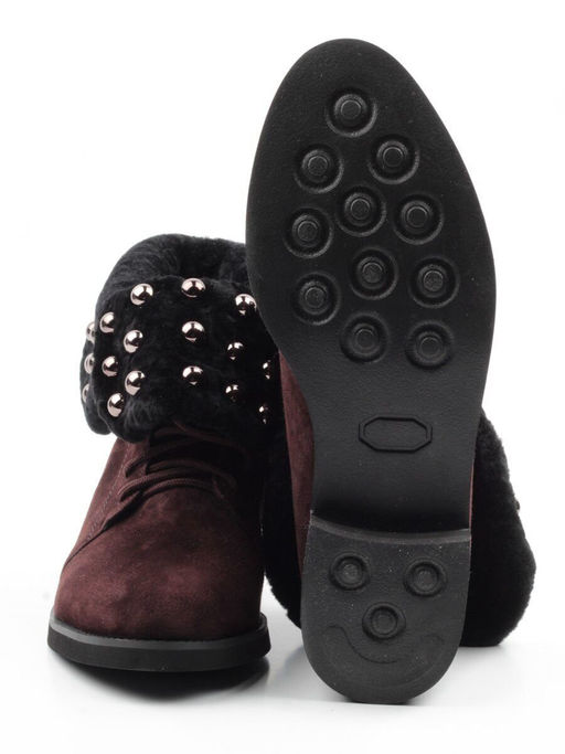 04-2265-B503M-Y1138 BROWN Ботинки женские (натуральная замша, нат.мех)