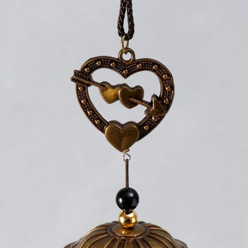 Музыка ветра Сердце со стрелой, металл, 3 колокольчика, 40 см