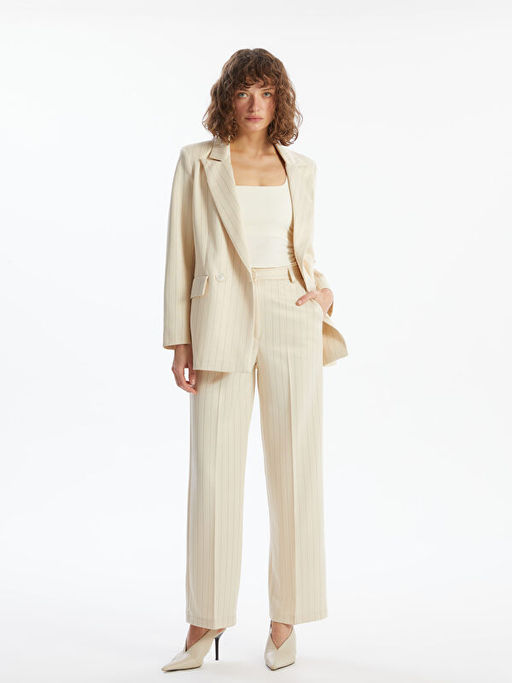 Loose Fit ?izgili Kad?n Pantolon