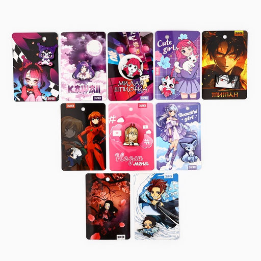 Цена за 20 шт. Значки деревянные Аниме в шоубоксе, 20 шт.