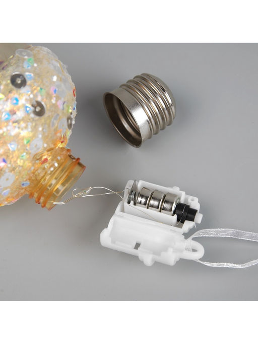 Ёлочный шар Жёлудь жёлтый, 12х7 см, 4 LED, от батареек, свечение тёплое белое - Luazon lighting фото 11