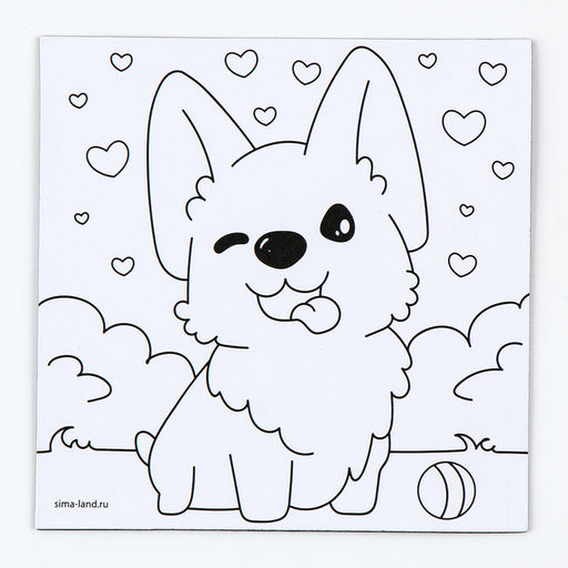 Цена за 2 шт. Магнит-раскраска «Корги», 10 × 10 см