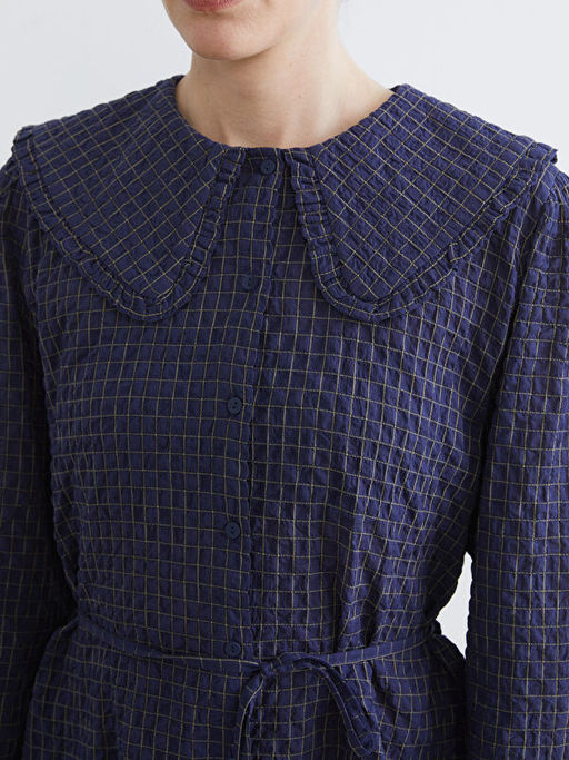 Bebe Yaka Ekose Gofre Kad?n G?mlek