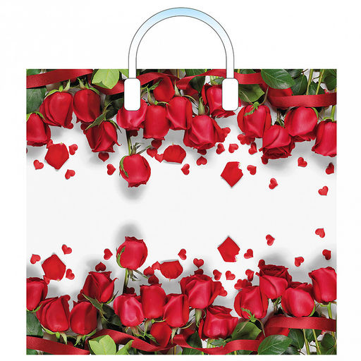 Пакет подарочный ПЭ с пластмассовыми ручками 38х34+3см "Гран При", 90 мкм (Россия)