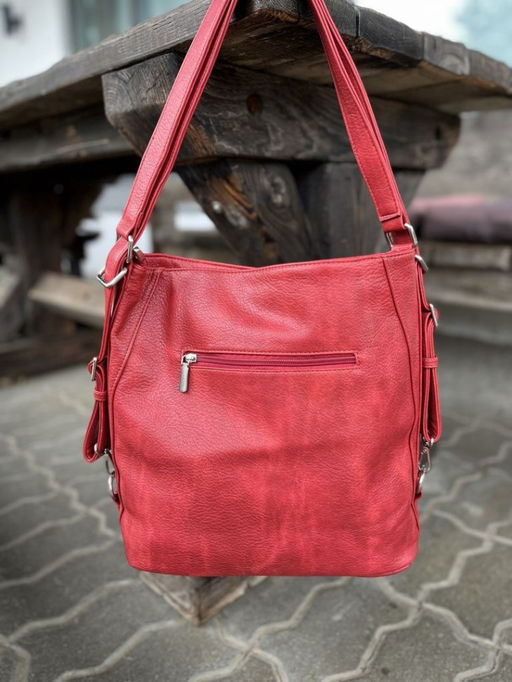 Женская сумка-рюкзак из эко кожи 9902 Красный - Kenguluna фото 3