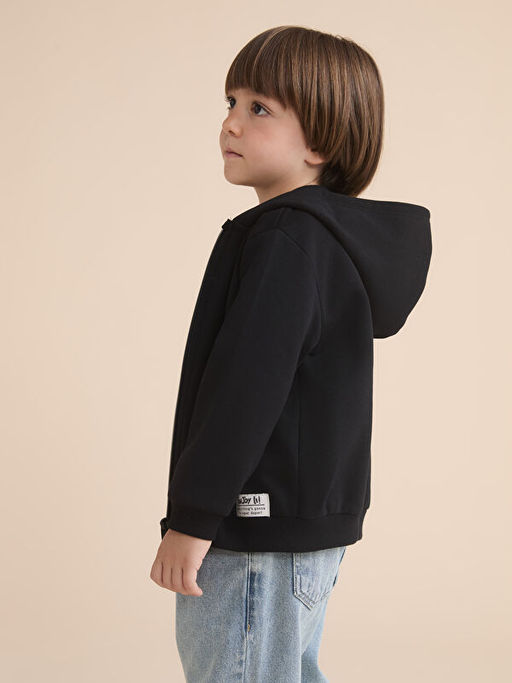 Kap??onlu Erkek ?ocuk Fermuarl? Sweatshirt