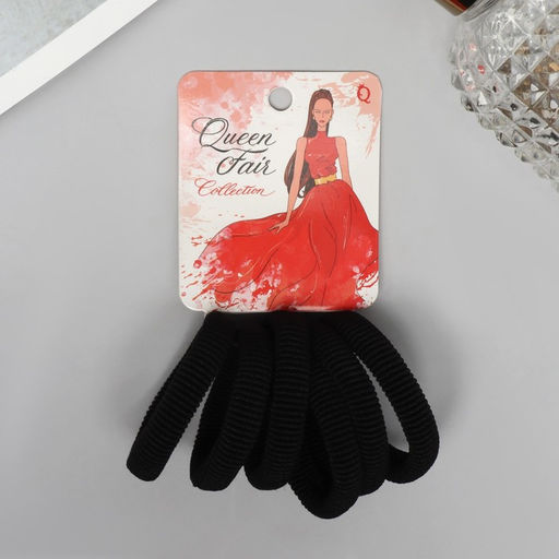 Цена за 6 шт. Резинки для волос «Вивьен», набор 6 шт., тайна, 4 см, чёрная