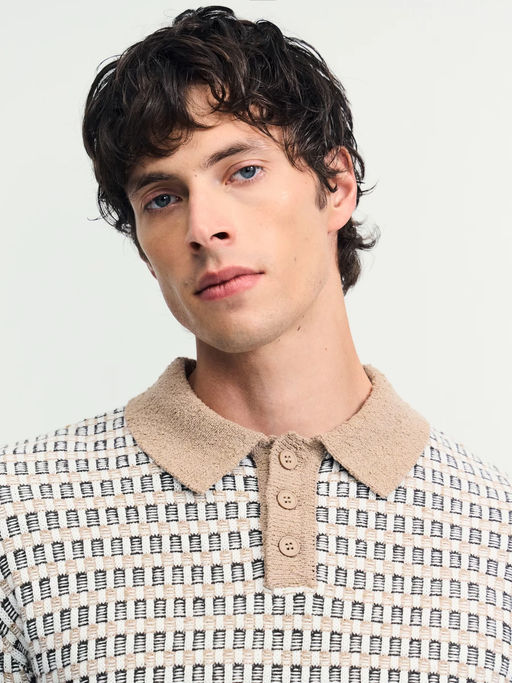 Вязаный джемпер поло с контрастным воротником / Zarina  фото 9