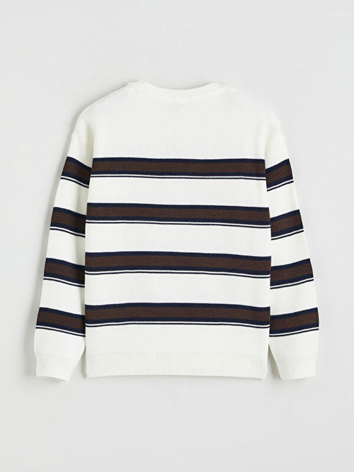 Bisiklet Yaka ?izgili Erkek ?ocuk Triko Kazak