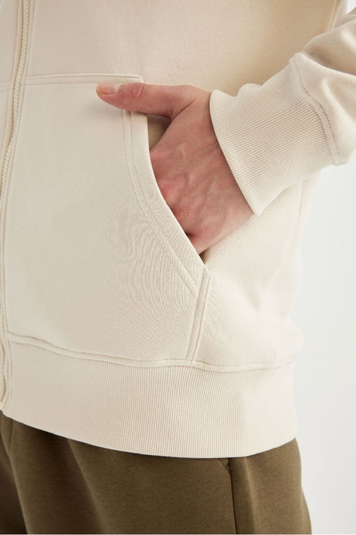 Толстовка обычного кроя с капюшоном на мягкой подкладке и на молнии - Defacto фото 6