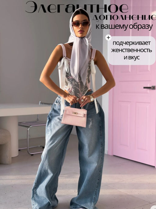 K13571 Платок (90/90см хлопок вискоза) СЕРЫЙ