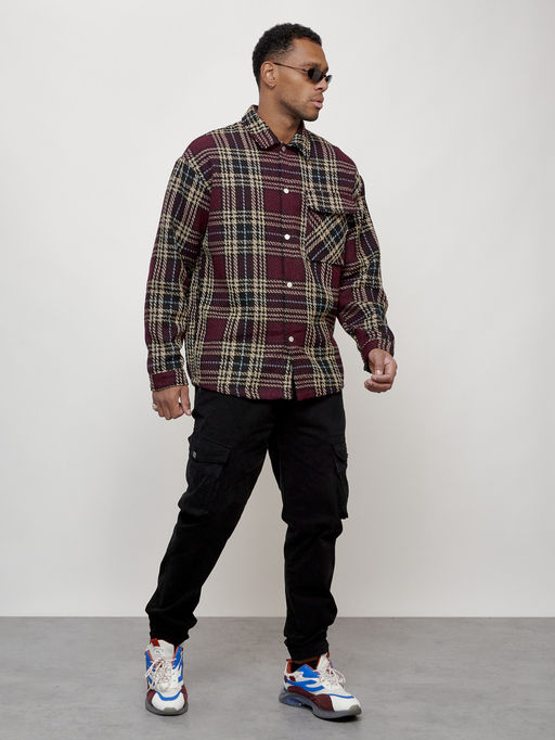 Ветровка рубашка мужская букле бордового цвета 58378Bo - Mtforce фото 13