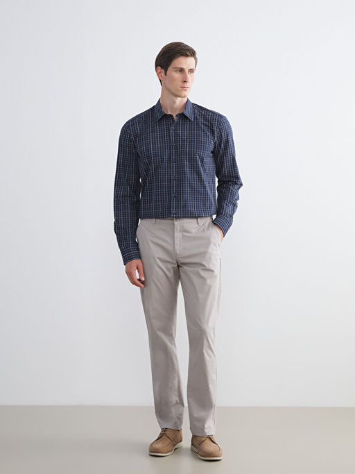 Regular Fit Uzun Kollu Ekose Poplin Erkek G?mlek