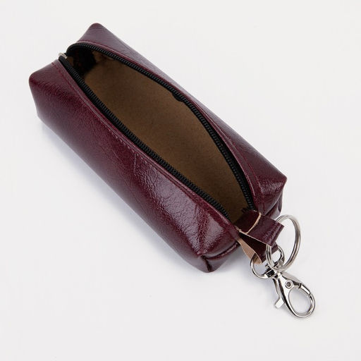 Ключница на молнии, длина 13 см, кольцо, карабин, цвет бордовый - Simaland фото 2