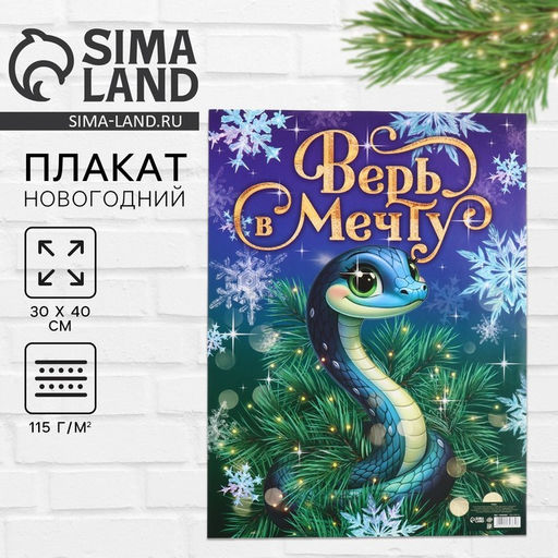 Цена за 10 шт. Плакат Верь в мечту, 30?40 см