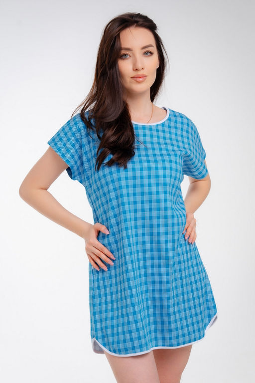 Туника женская Социал клетка голубая
