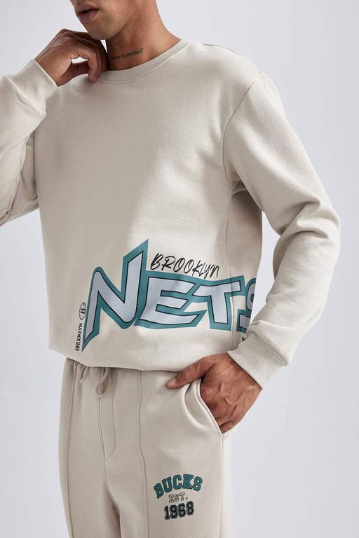 DeFactoFit Толстовка из плотной ткани NBA Brooklyn Nets стандартного кроя с круглым вырезом  фото 4