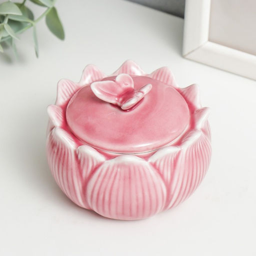 Шкатулка керамика "Бабочка на бутоне" МИКС 6,8х8,5х8,5 см