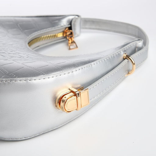 Сумка женская через плечо, цвет серебряный 21*21,5*6 см - Nazamok фото 4