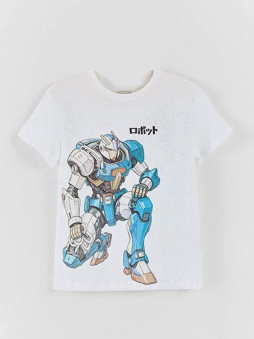 Футболка для мальчиков белая с принтом прямого кроя - Mark formelle фото 4