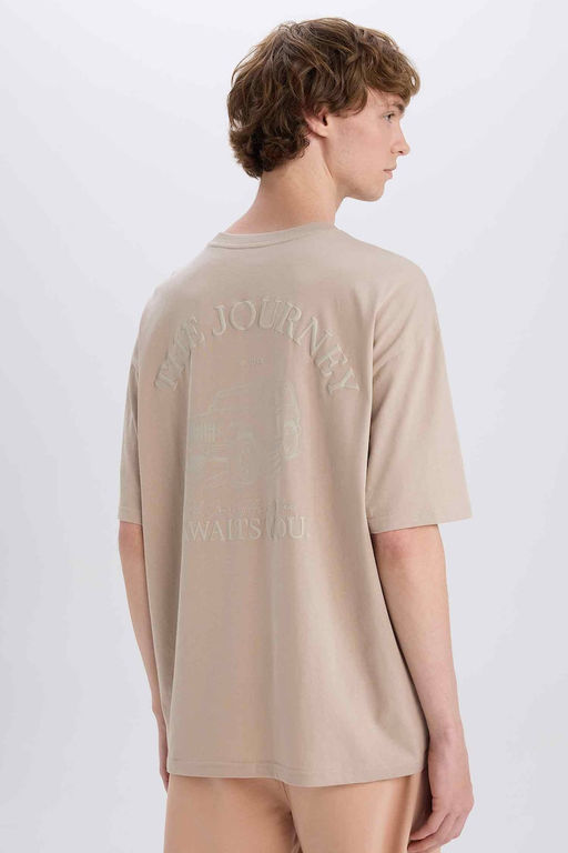 %100 Pamuk Oversize Geni_ Kal_p Bisiklet Yaka S_rt Bask_l_ K_sa Kollu Ti__rt