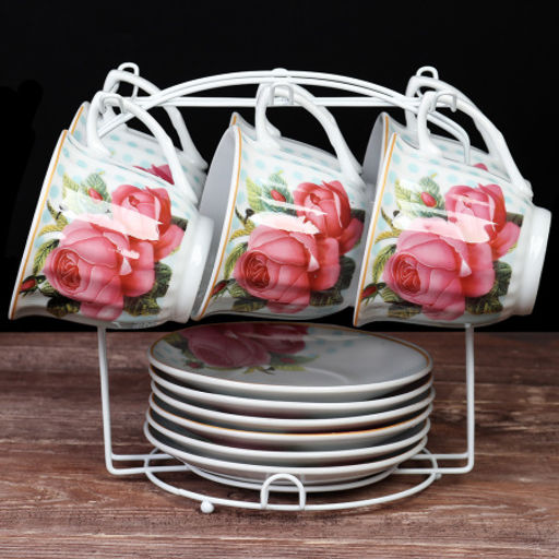 Чайный набор 12 предметов 220 мл / MS-6398 /уп 8/ металл подставка - ГалеонТрейд фото 3