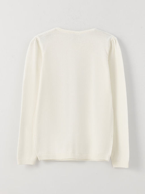 Bisiklet Yaka Bask?l? Uzun Kollu K?z ?ocuk Triko Kazak - Waikiki фото 2