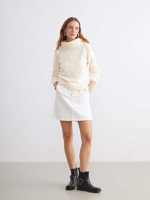 Kay?k Yaka Kad?n Triko Kazak