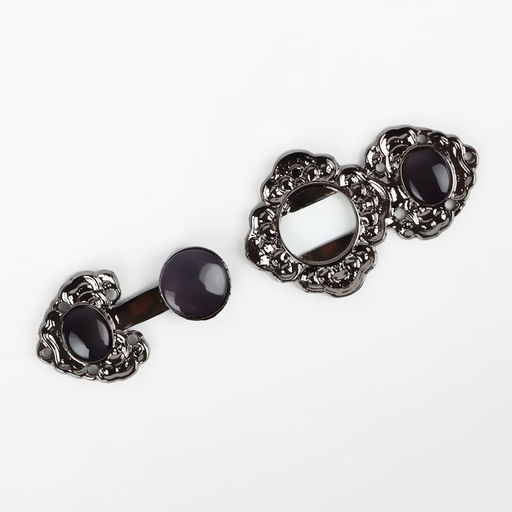 Цена за 2 шт. Декоративная застёжка, 6.3×2.8 см, цвет чёрный