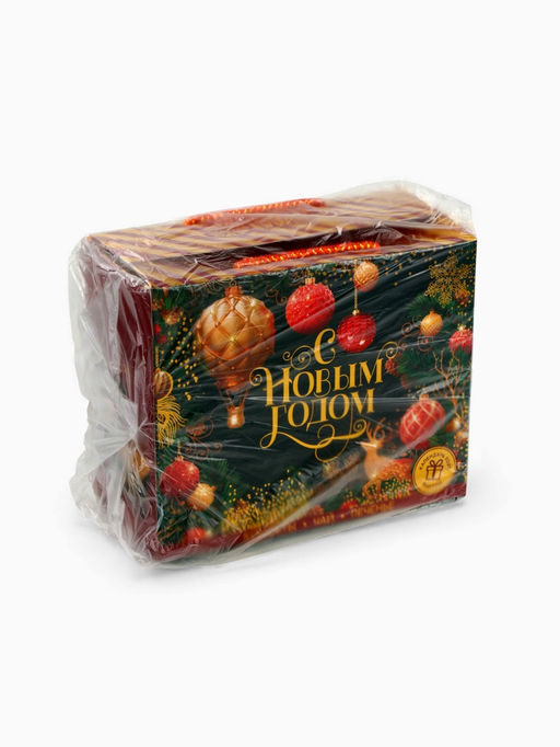 Подарочный набор новогодний С Новым годом: чай (50 г), конфеты (110 г), печенье брауни (120 г)