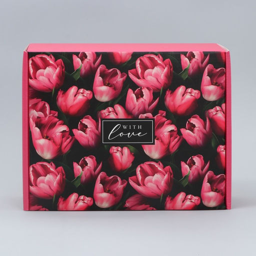 Коробка подарочная складная, упаковка, «Тюльпаны», 27×21×9 см