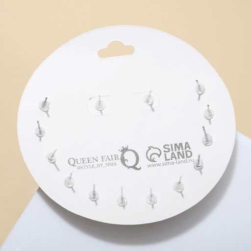 Пусеты 7 пар Неделька вишенки, цветной в серебре - Queen fair фото 2